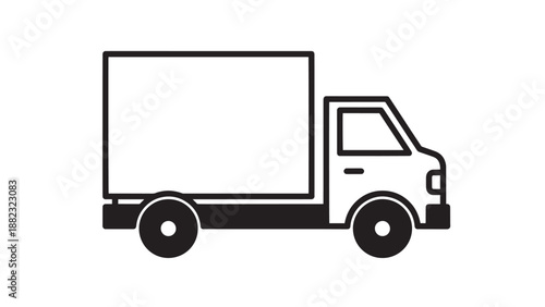 Minimalist truck icon silhouette describing transportation and logistics design, simple line art for branding and branding applications.