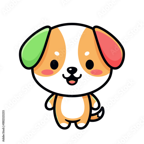 Adorable Cartoon Puppy with Large Floppy Ears and Happy Expression
