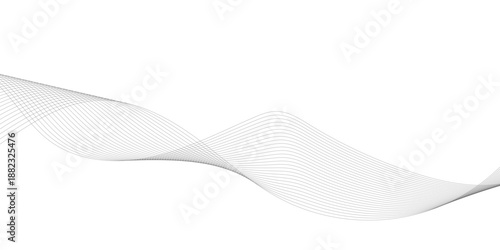 Abstract grey smooth element wavy modern curve lines on transparent background. Digital frequency track equalizer. Abstract frequency sound wave lines, twisted curve lines and technology background.