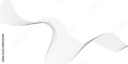 Abstract grey smooth element wavy modern curve lines on transparent background. Digital frequency track equalizer. Abstract frequency sound wave lines, twisted curve lines and technology background.