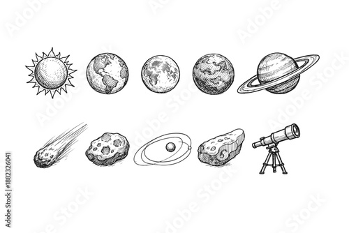 Astronomy, space 3d icon set. Celestial, planetary icons 3d collection for education