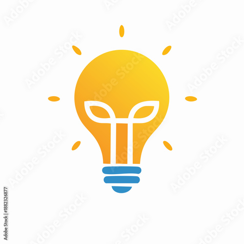 Illustration of a glowing light bulb with sprouting leaves, symbolizing innovative ideas and creativity from a front viewpoint