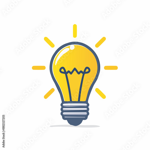 An illuminated lightbulb with radiant glow surrounded by rays of light