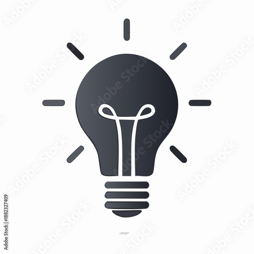 Illustration of a glowing lightbulb representing creativity and idea generation viewed from the front