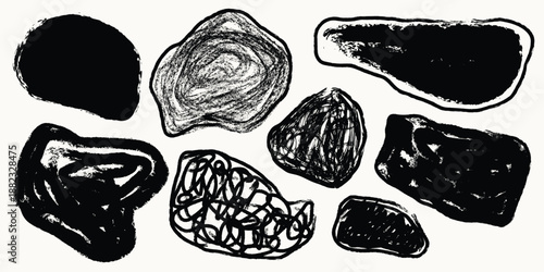Hand Drawn Grunge Abstract Blob Shapes Set