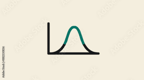 Normal Distribution Bell Curve Graph Icon for Statistical Analysis, Probability, Data Science, and Gaussian Theory