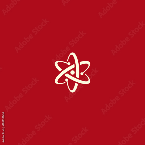 Atomic molecule logo icon flat vector design