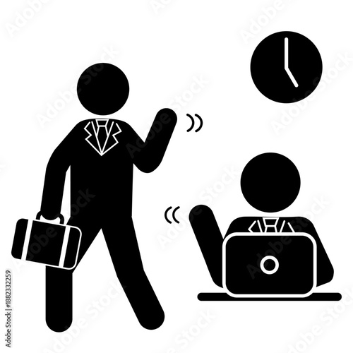 会社を退勤する人のピクトグラム