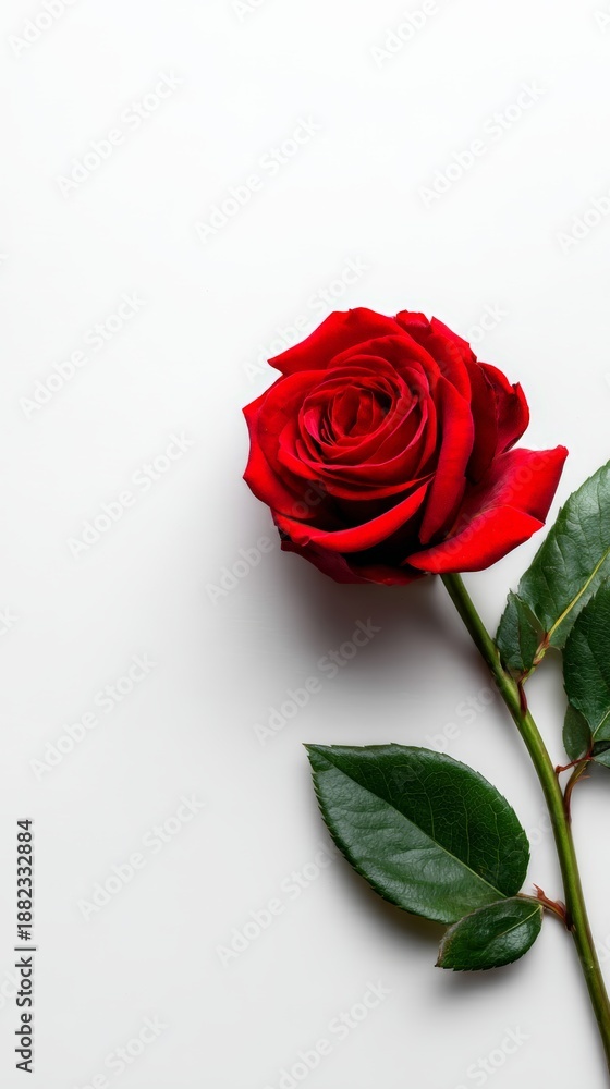 Fototapeta premium Elegant Red Rose on White Background