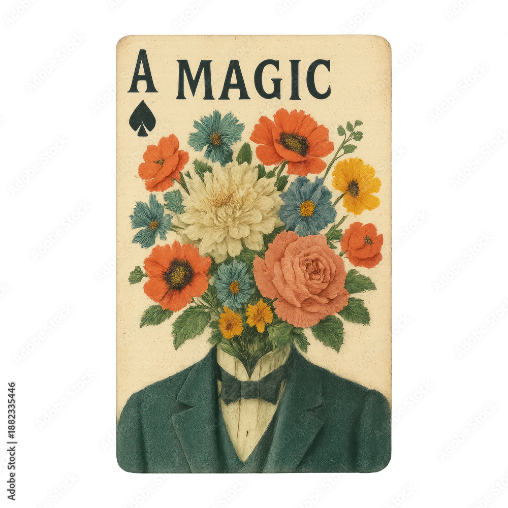 Obraz premium PNG Surreal floral head illustration