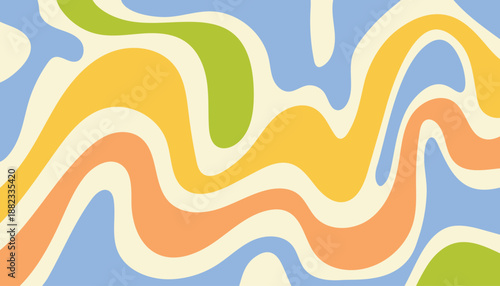 Groovy and nostalgic abstract art featuring flowy, organic shapes and a warm vintage color palette. Perfect for modern graphic design projects and templates.