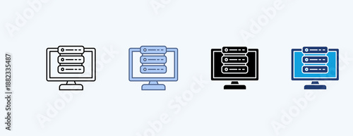 Virtual Server Multiple Icon Illustration Vector