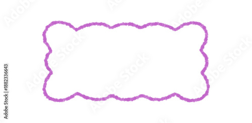 Groovy scallop rectangle border with wavy crayon outline and retro sketch style. Chalk shape frame brings y2k feel, perfect as artistic background or graphic accent for vintage creative projects.