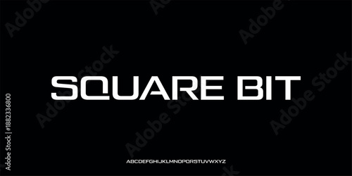 Vector illustration of a modern geometric sans-serif style alphabet font featuring clean lines, rounded corners, and futuristic characters.