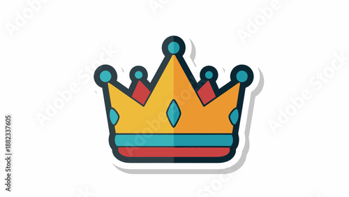 Golden Crown Icon with Colorful Jewels and Blue Accents.