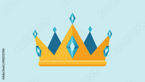 Golden crown adorned with blue jewels symbolizing royalty and success.