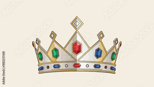 Regal Golden Crown Adorned with Colorful Gemstones.