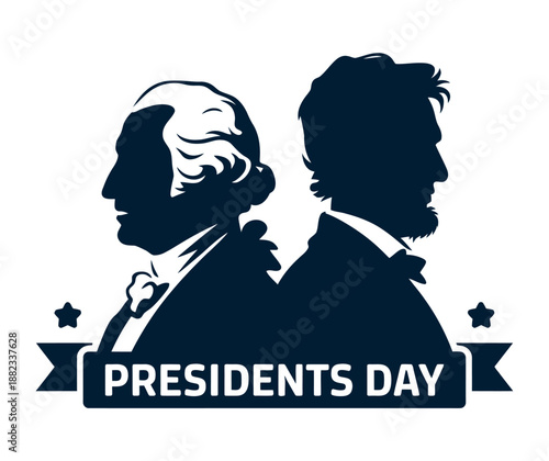 Silhouettes of George Washington and Abraham Lincoln celebrate Presidents Day.
