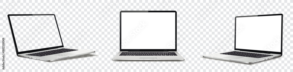 Obraz premium Realistic laptop mockup isolated on transparent background