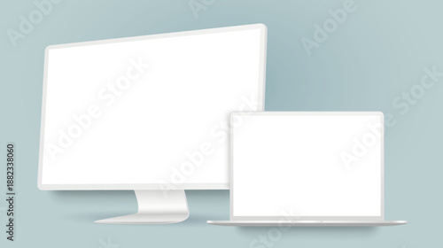 Computer display with laptop clay mockup