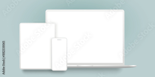 Laptop computer, tablet and smartphone clay mockup