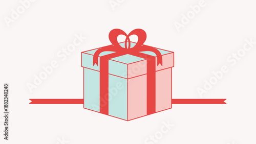 Light blue gift box with red ribbon and bow.