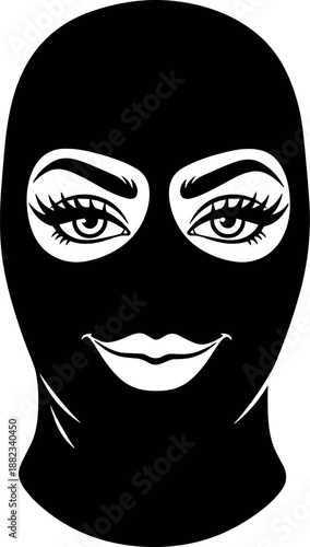Balaclava with female vector illustration silhouette cricut design