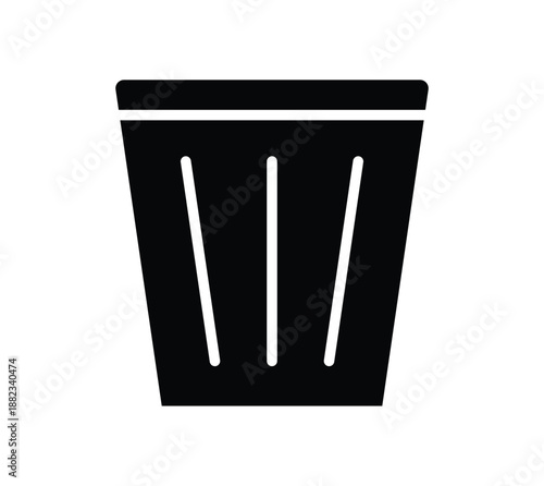 Black Trash Can Icon Symbol for Waste Management and Cleanliness Concepts