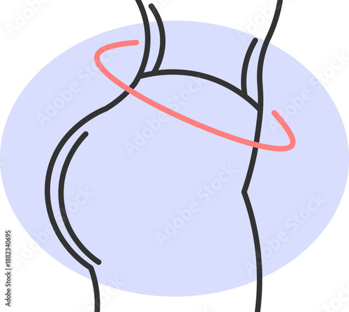 Illustrated icon of a woman's waist with defined curves and body emphasis