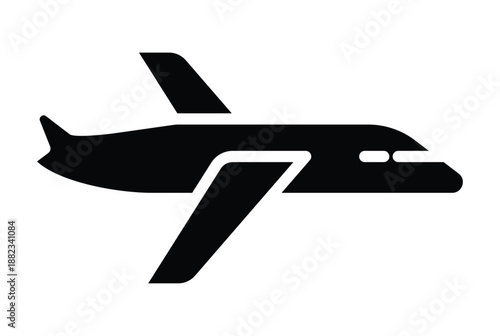 Simple Silhouette of an Airplane for Travel and Transportation Themes