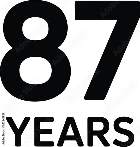 A simple graphic design celebrating eighty-seven years of achievement and milestone