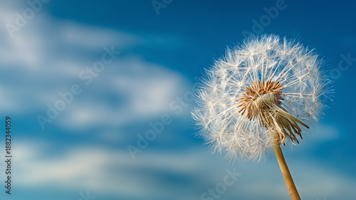 Wallpaper Mural 青空にたんぽぽの綿毛がふわりと舞い、広い余白を残す爽やかな一枚 Torontodigital.ca