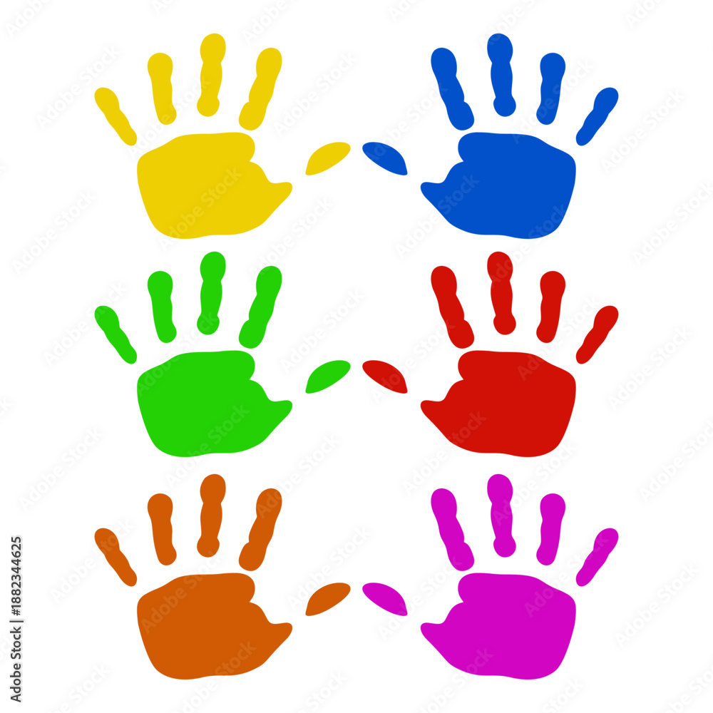 Fototapeta premium Colorful Handprint Background Vector Stock Illustration