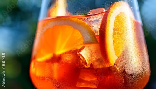 Summer Citrus Cold Alcohol Drink Aperol Spritz Close Up