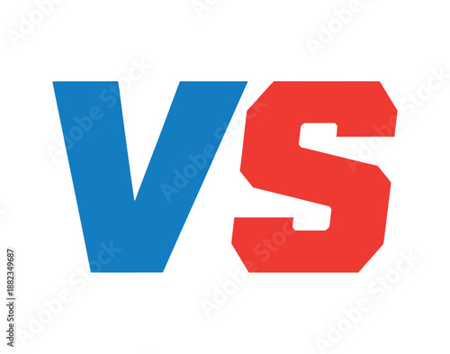 A stylized 'vs' logo in blue and red on a white background