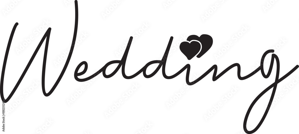 Fototapeta premium Wedding typography design on plain white transparent isolated background for invitation, card, shirt, hoodie, sweatshirt, apparel, tag, mug, icon, poster or badge