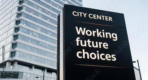 Wallpaper Mural City Center Sign - Working Future Choices in Urban Landscape. Torontodigital.ca