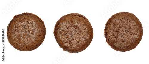 Set round cocoa biscuits, isolated on white background, top view © dule964