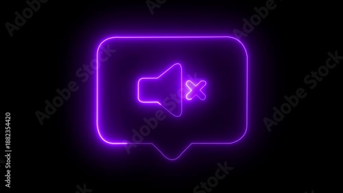 Simple message or chat icon animation. message icon animation with inside no sound symbol with a muted speaker not allowed icon 4k .