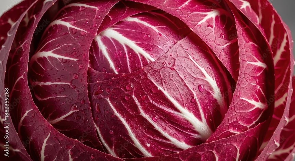 Obraz premium Close-up of a Radicchio Head with White Veins.
