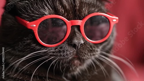 Wallpaper Mural Funny Black Cat Wearing Red Sunglasses. Torontodigital.ca