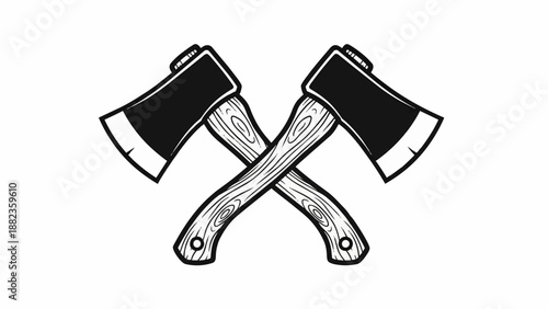 Crossed Axes Woodcutting Tool Logo Design.