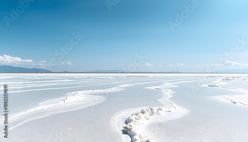 Endless White Salt Desert Under Clear Sky