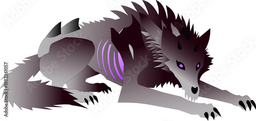 Undead Bone Wolf Vector Illustration