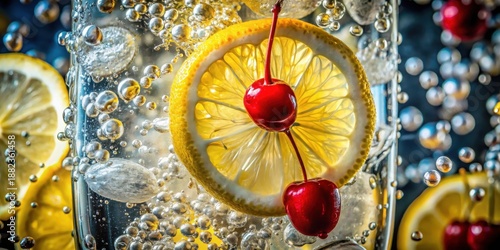 Refreshing Citrus and Berry Fizz with Sparkling Bubbles