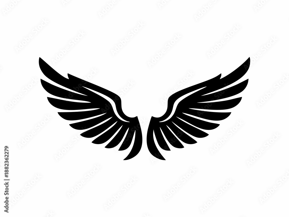 Naklejka premium Black Eagle Wings Vector Icon Isolated on White Background