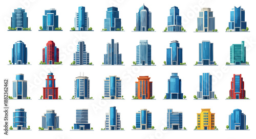 Modern Style High-Rise Buildings Collection: Commercial and Corporate Architecture.