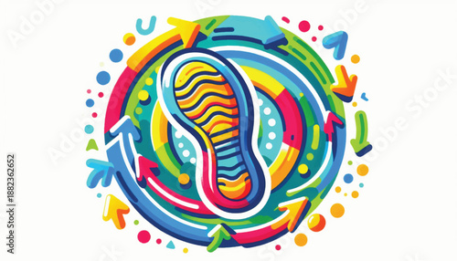 Colorful Footprint Symbolizing Environmental Sustainability and Circular Economy.
