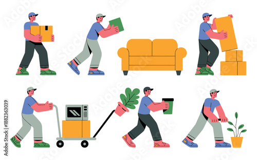 A team of professional movers transporting furniture and household items with care and efficiency
