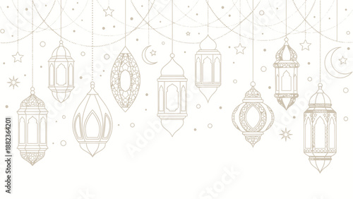 Islamic Lanterns Hanging Decorative Ramadan Celebration Lights.